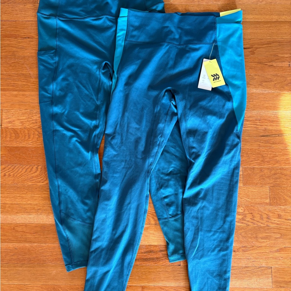 All in Motion Womens Teal Leggings - 2 pairs